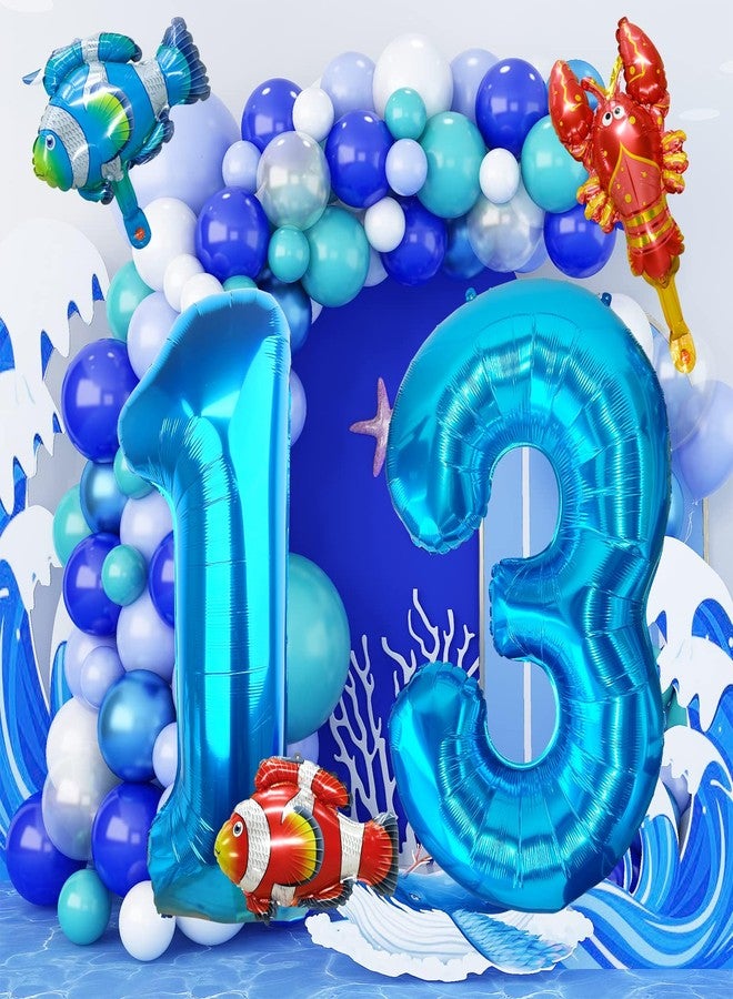 LEBERY 40 Inch Under the Sea Blue Number 1 Balloon, Mini Sea Animal Balloons Ocean Animal Foil Balloon, Fish Crawfish Balloons for Boys Girls Ocean Theme 1st Birthday Baby Shower Party Decoration - Image 4